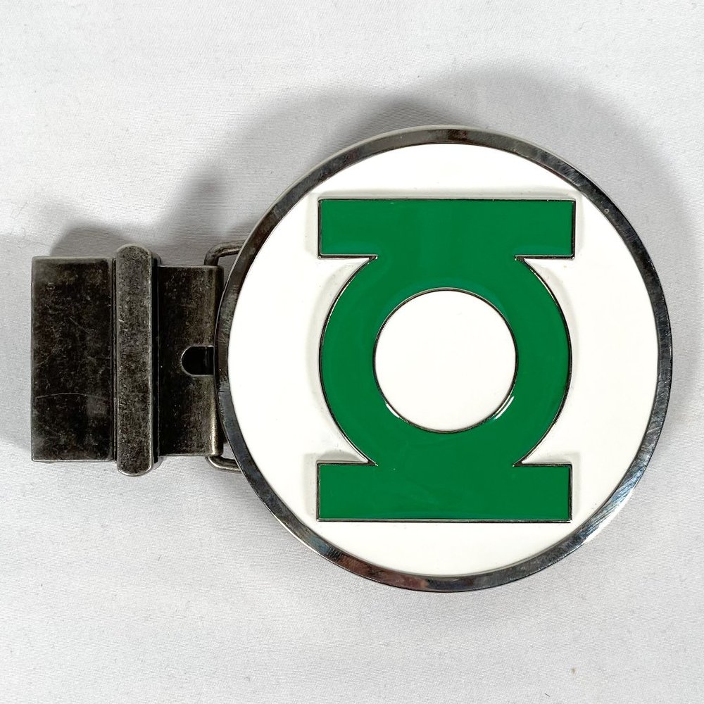 Green Lantern Logo Belt Buckle DC Comics Silver Tone Enamel Superhero